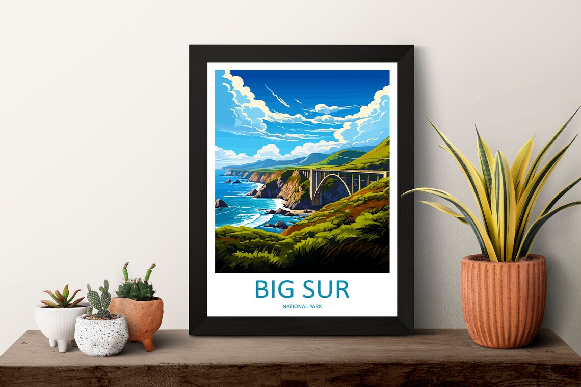 Big Sur California Coastline Bridge National Park Travel Poster - Image 3