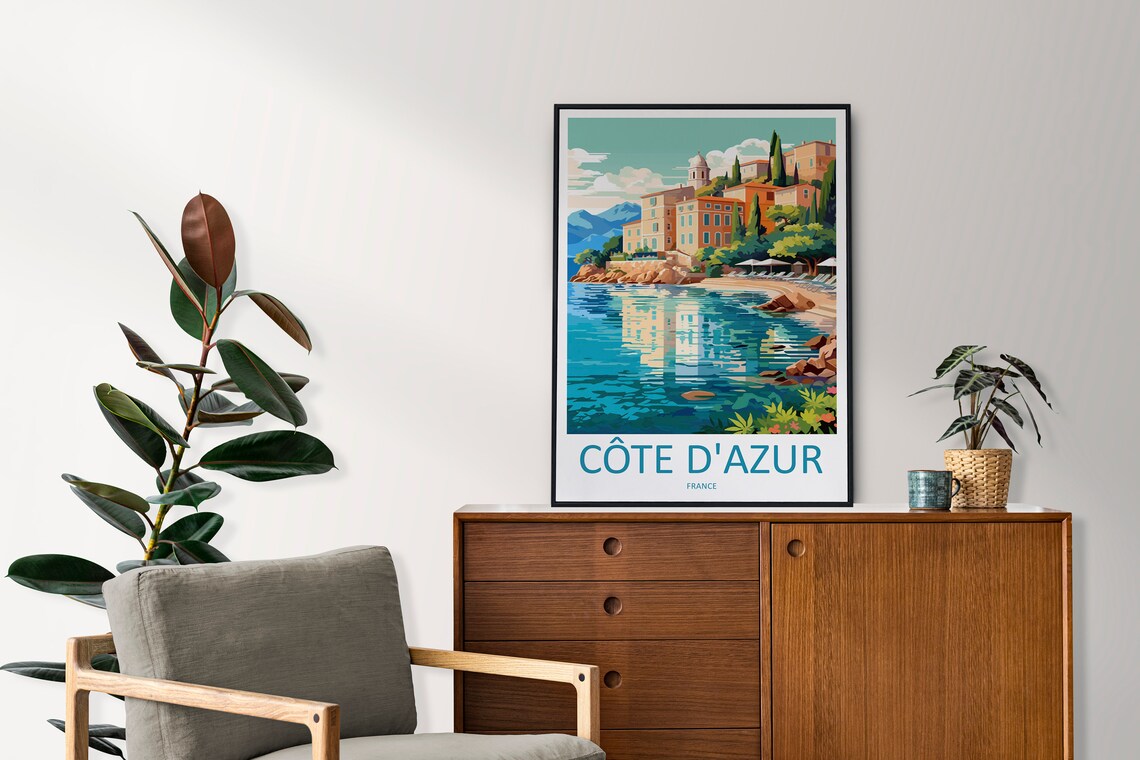 Cote Dazur Travel Poster, France Wall Decor - Image 2