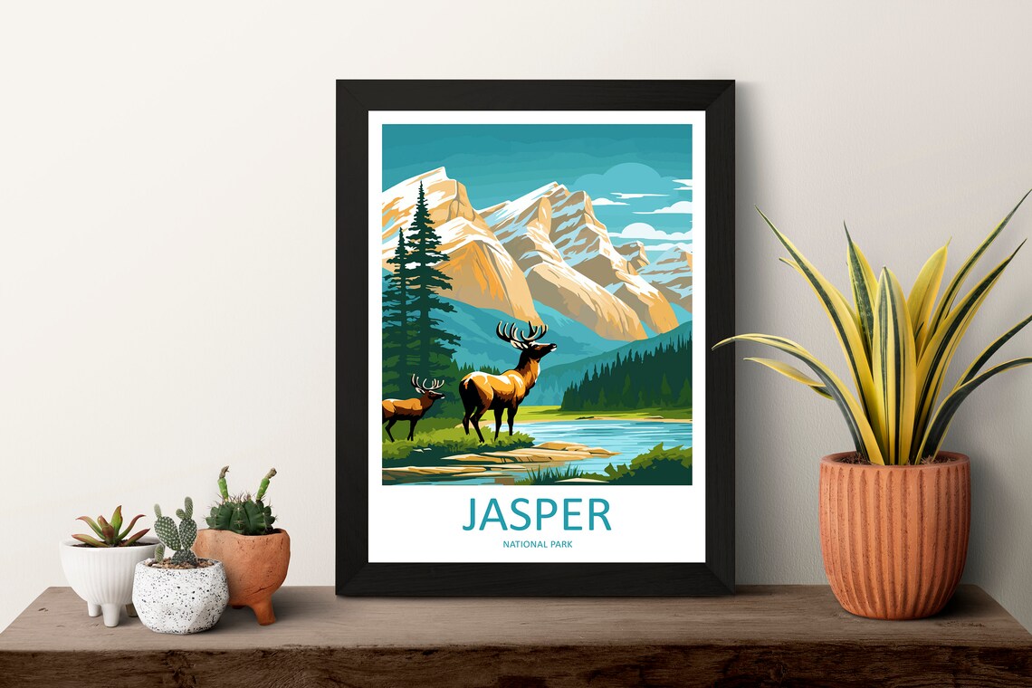 Jasper National Park Travel Poster, Canada Landscape - Image 3