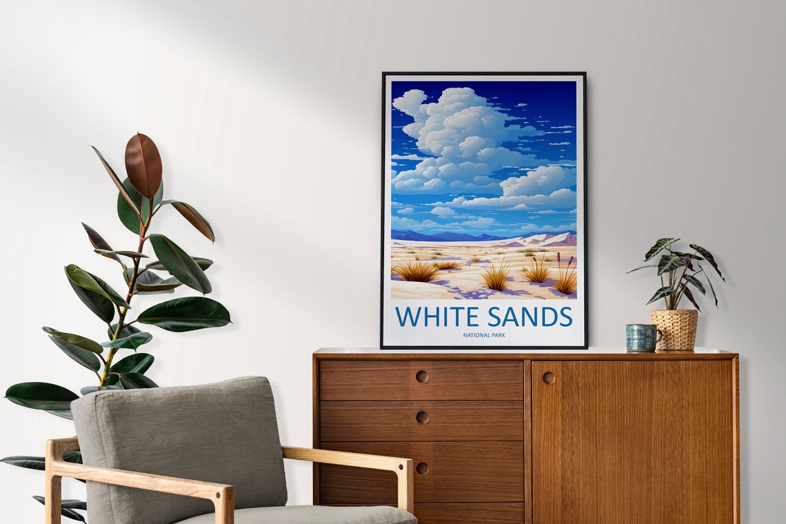 White Sands National Park Desert Dunes Yucca Sky Travel Poster - Image 2
