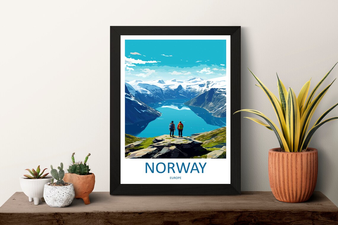 Norway Fjords Travel Poster, Norwegian Mountains - Image 3