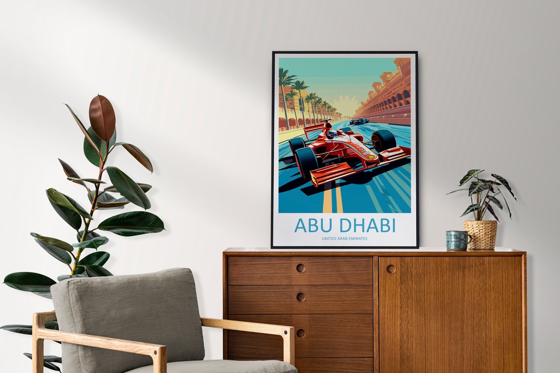 Abu Dhabi Travel Print Wall Decor Abu Dhabi Circuit Poster Motorsport Travel Print Art Print Racing Illustration Uae Race Car Travel Art - Image 2