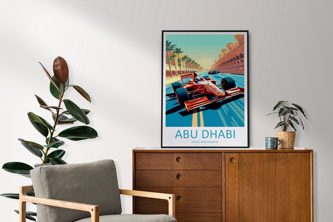 Abu Dhabi UAE Formula Race Cars Track Motorsport Travel Poster - Image 2