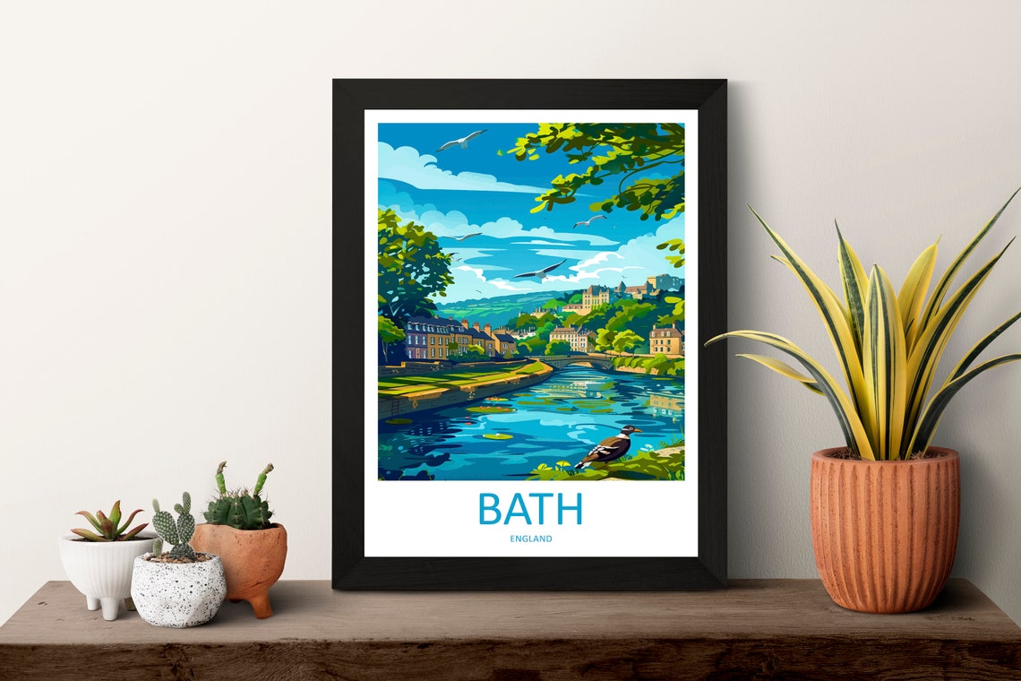 Bath England Riverside Historic Georgian Architecture Travel Poster - Image 3