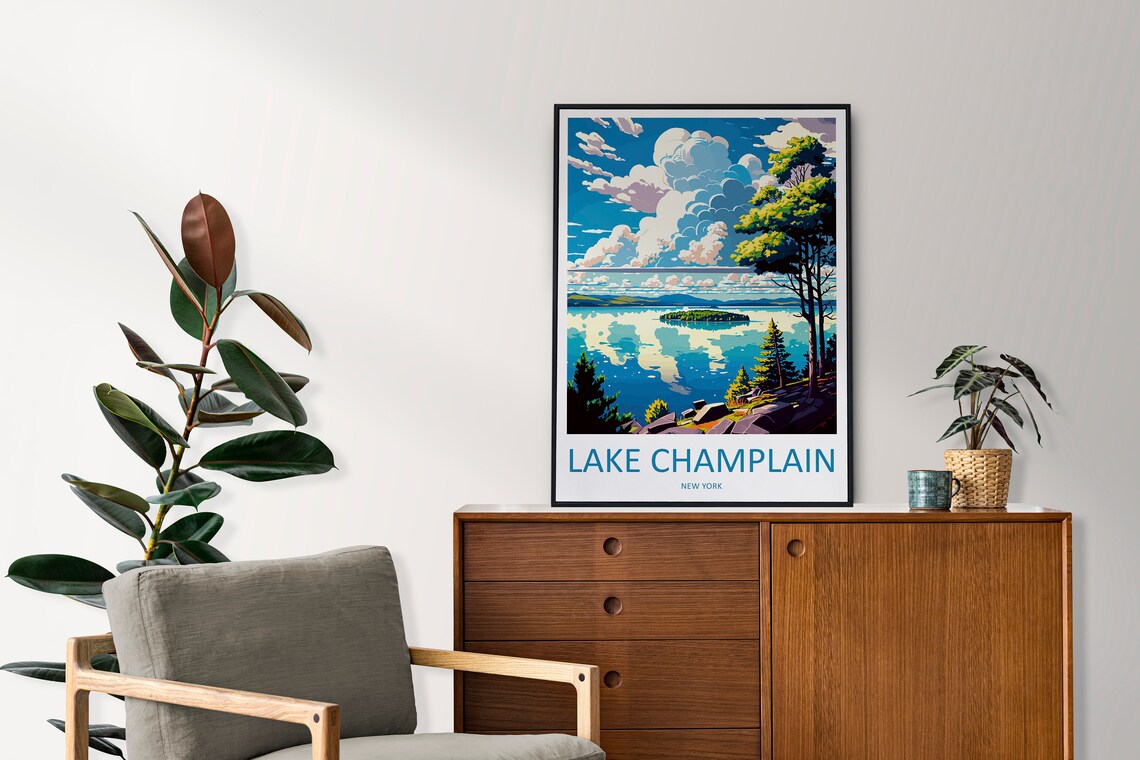 Lake Champlain Travel Poster, New York State Art - Image 2