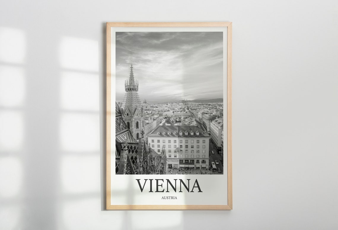 Vienna Austria Black and White St Stephens Cathedral City View Poster