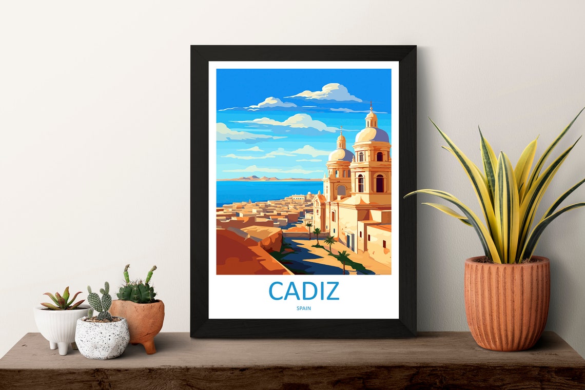 Cadiz Spain Cathedral Domes Coastal City Sunny Travel Poster - Image 3
