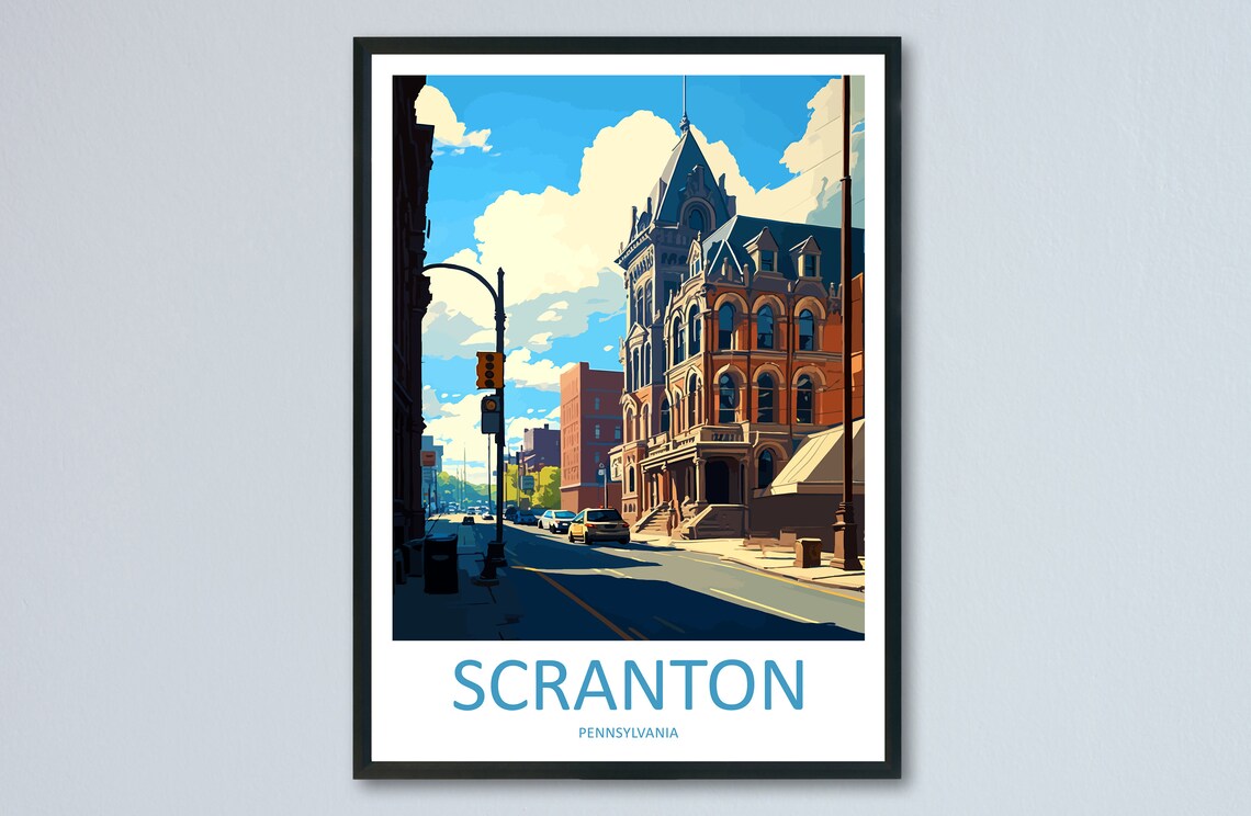 Scranton Travel Poster, Pennsylvania Place Print