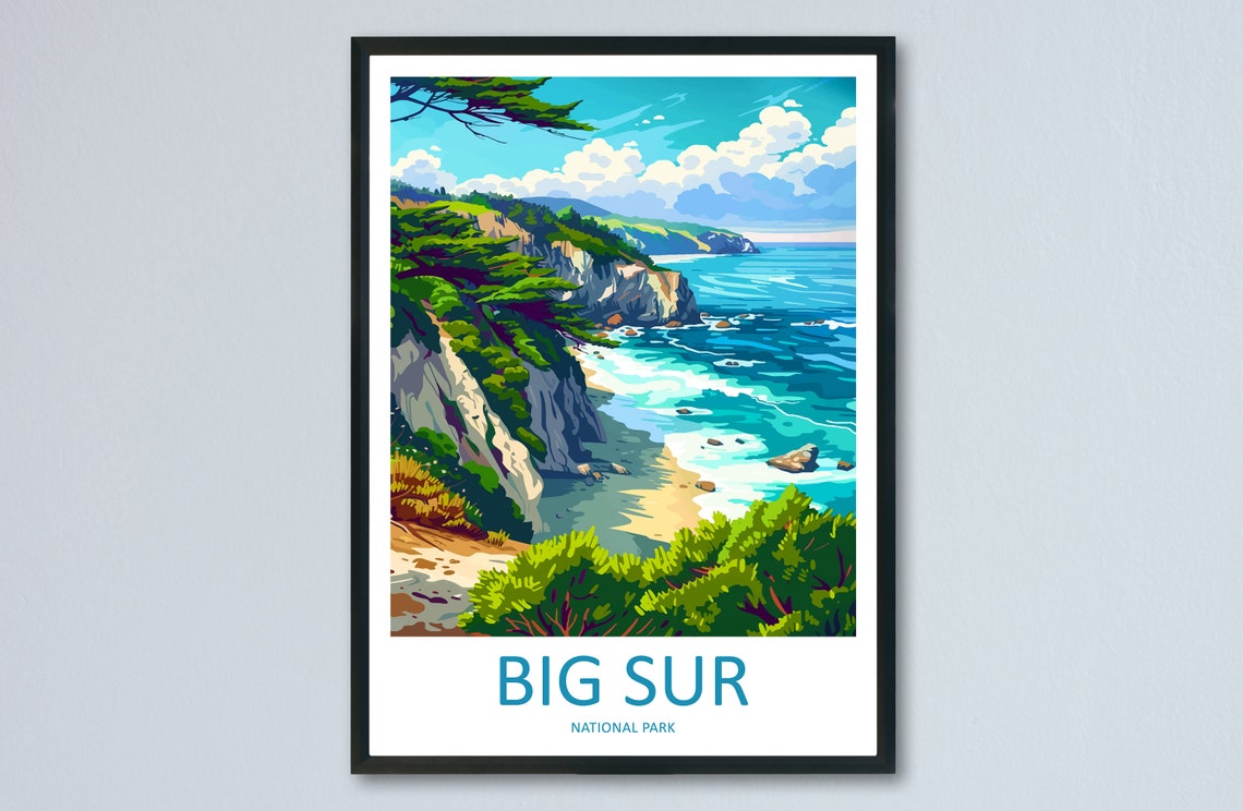 Big Sur California Rugged Cliffs And Turquoise Ocean Travel Poster