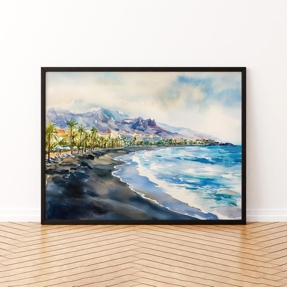 Playa De Las Amricas Watercolor Poster Wall Art Hanging Home Dcor Gift Lovers Spain
