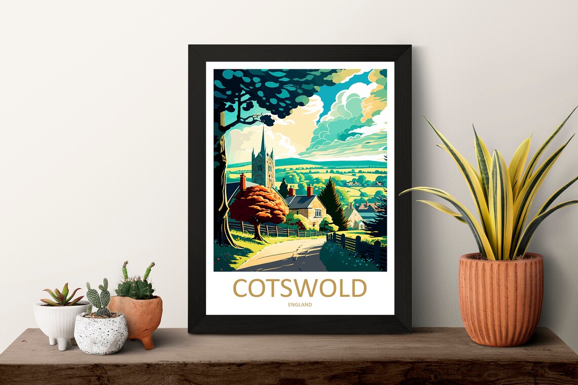 Cotswolds Landscape Travel Poster, England Decor - Image 3