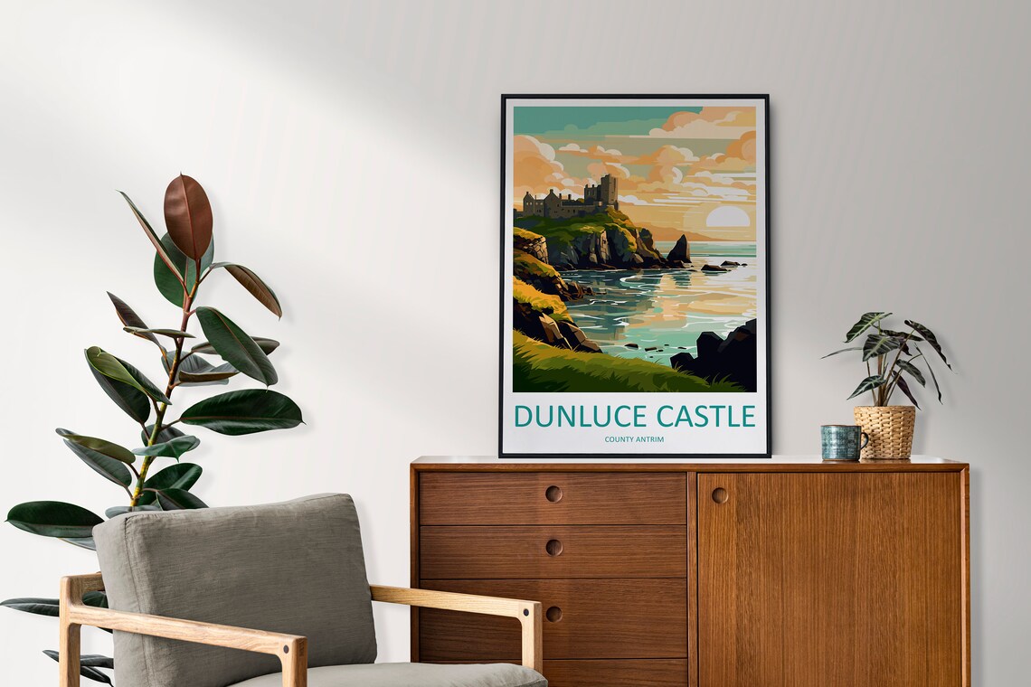 Dunluce Castle Travel Poster, Ireland Wall Art - Image 2