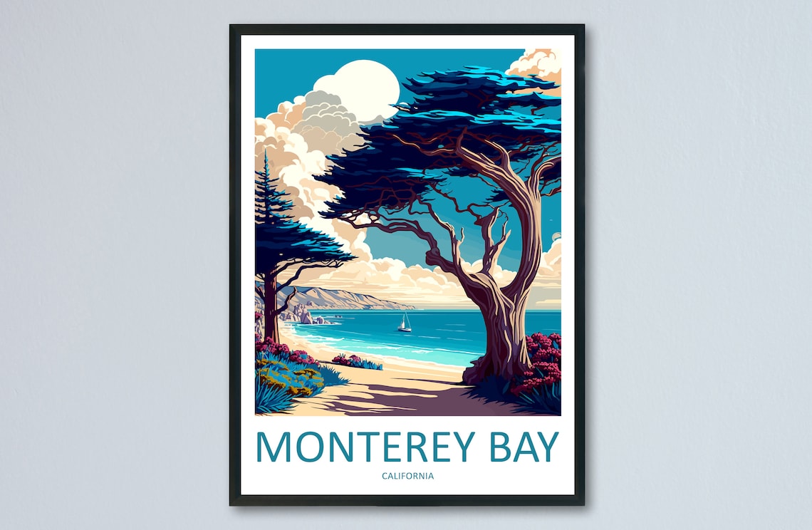 Monterey Bay Travel Poster, California Wall Art