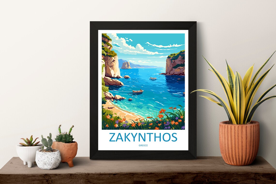 Zakynthos Travel Poster, Greek Wall Decor - Image 3