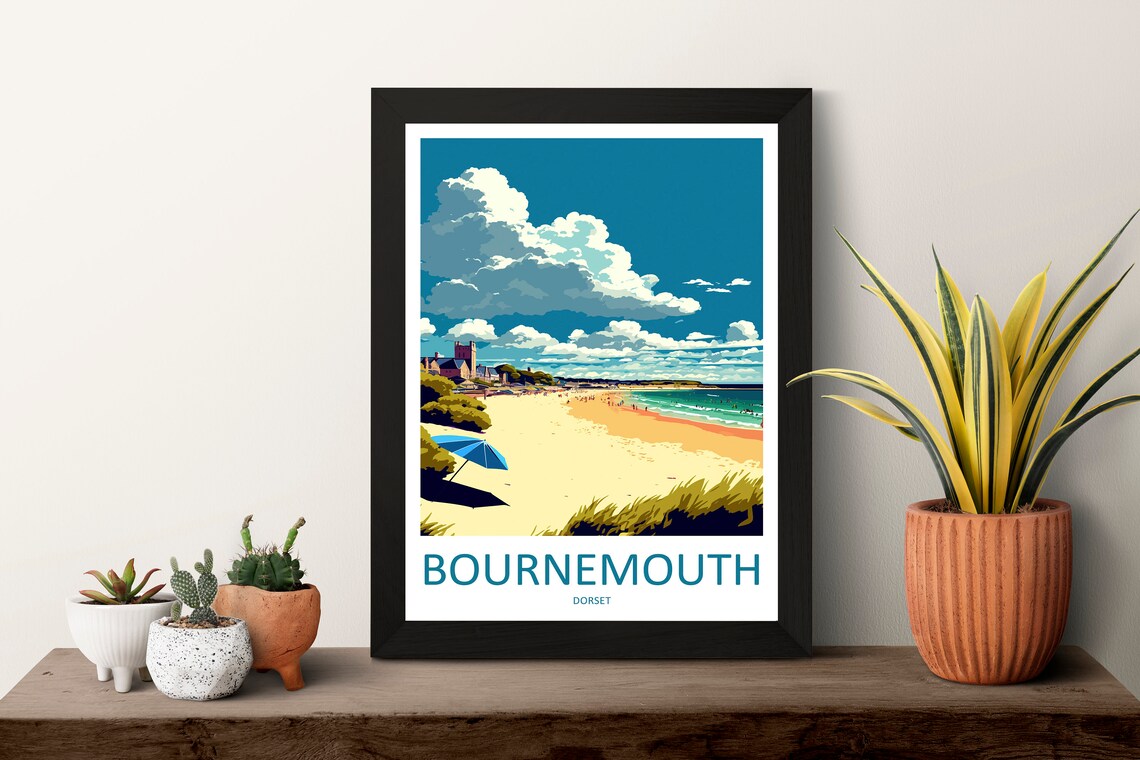 Bournemouth Travel Poster, England Beach Wall Art - Image 3