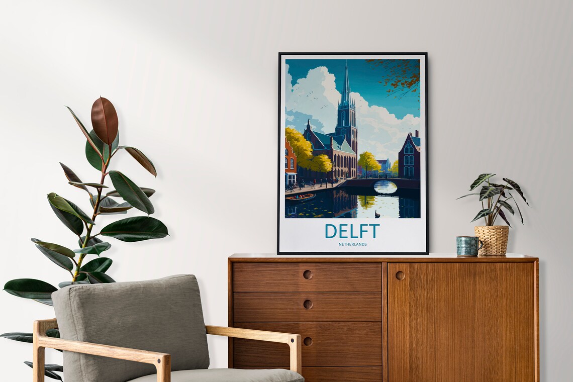 Delft Travel Poster, Netherlands Place Print - Image 2