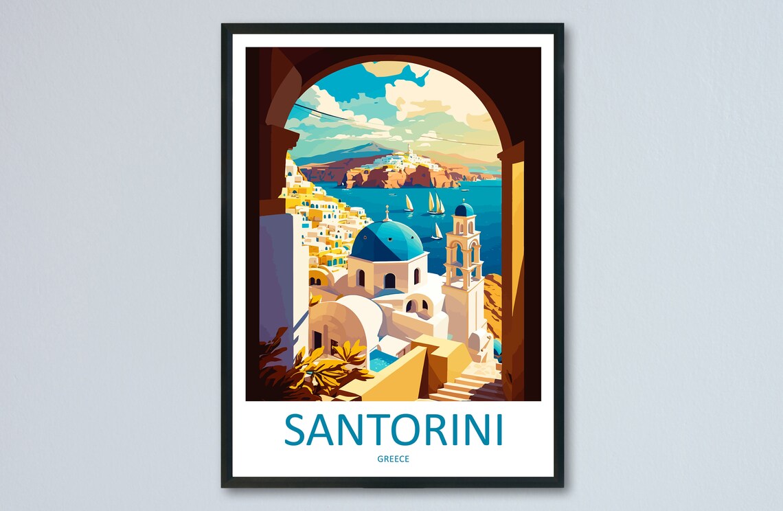 Santorini Greece Home Decoration Wall Art Print