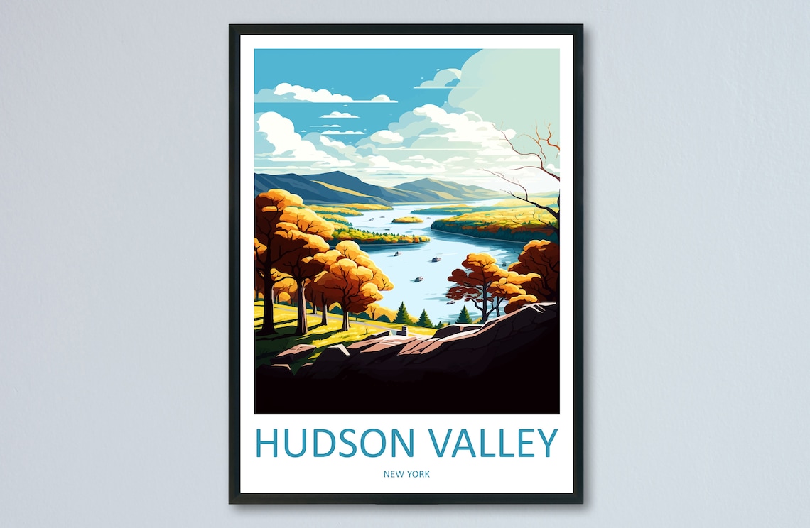 Hudson Valley Travel Poster, New York State Art