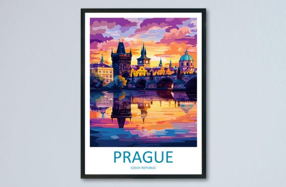 Prague Travel Print Czech Republic Wall Art City Poster Historic Decor Gift For Europe Lover Gothic Architecture