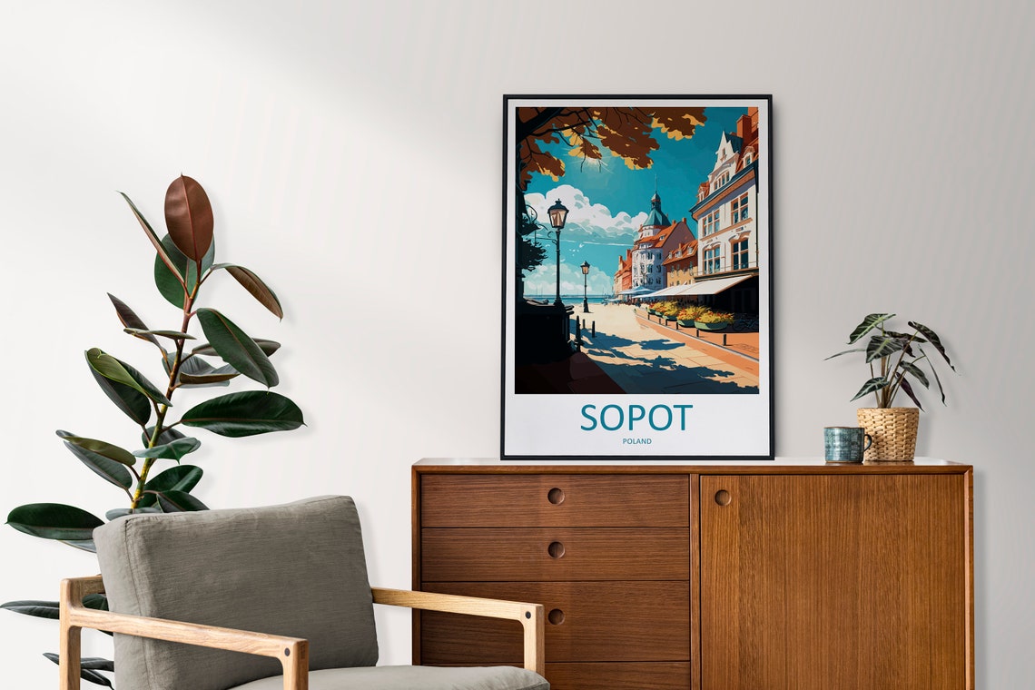 Sopot Poland Sunny Seaside Promenade Beach Day Travel Poster - Image 2