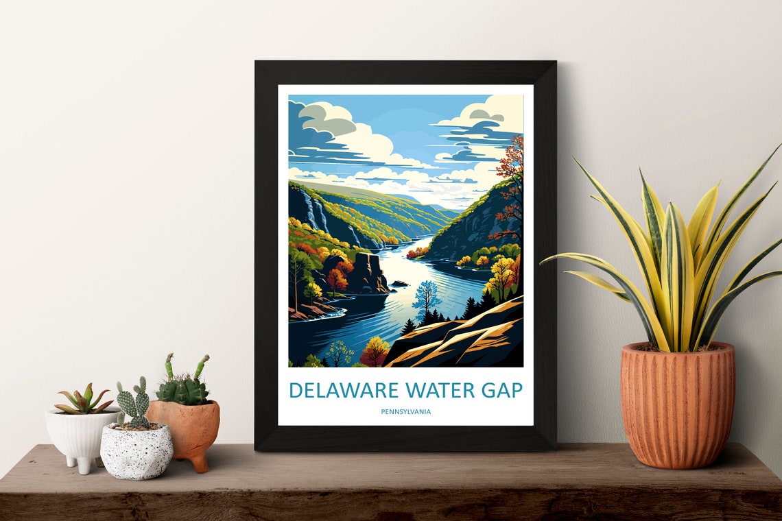 Delaware Water Gap Pennsylvania Autumn River Gorge Art Poster - Image 3