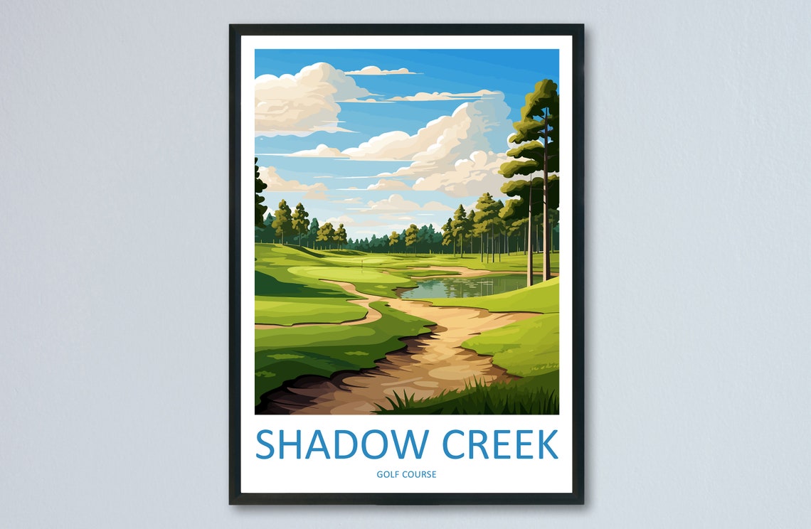 Shadow Creek Golf Course Pine Forest Pond Daytime Travel Poster