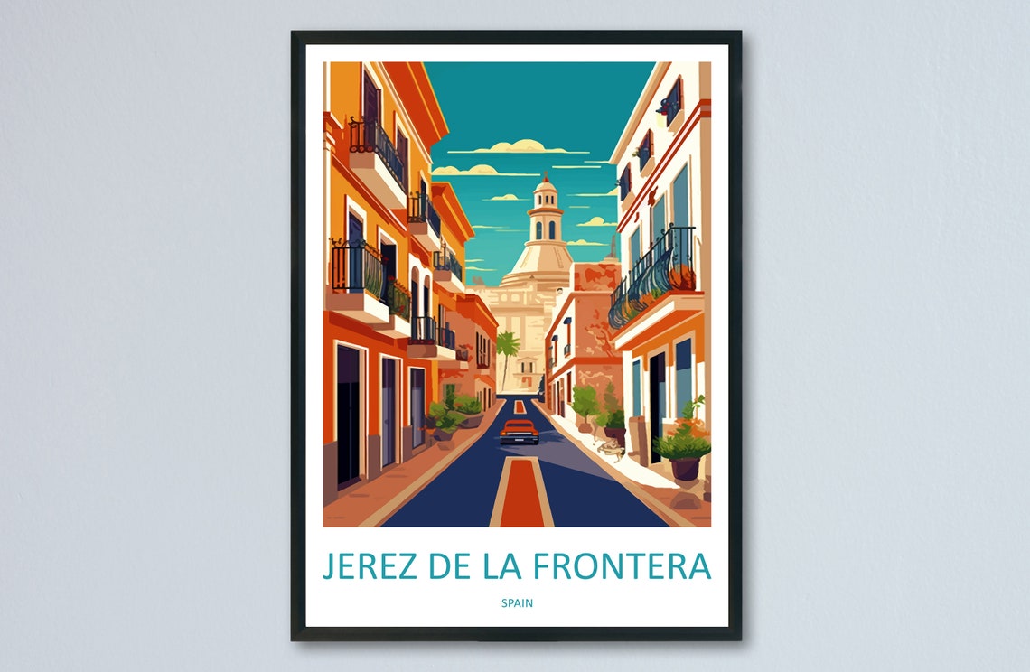 Jerez de la Frontera Spain Colorful Old Town Street Art Poster