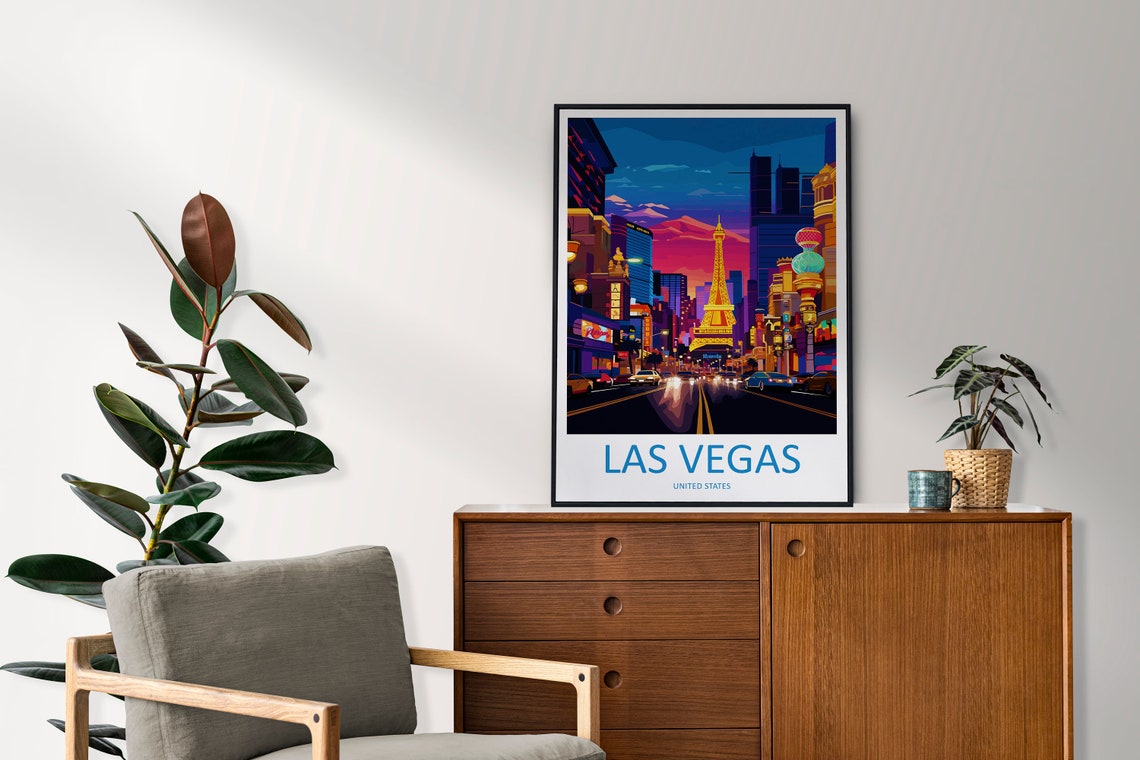 Las Vegas Nevada Neon Strip Night Lights Cityscape Travel Poster - Image 2