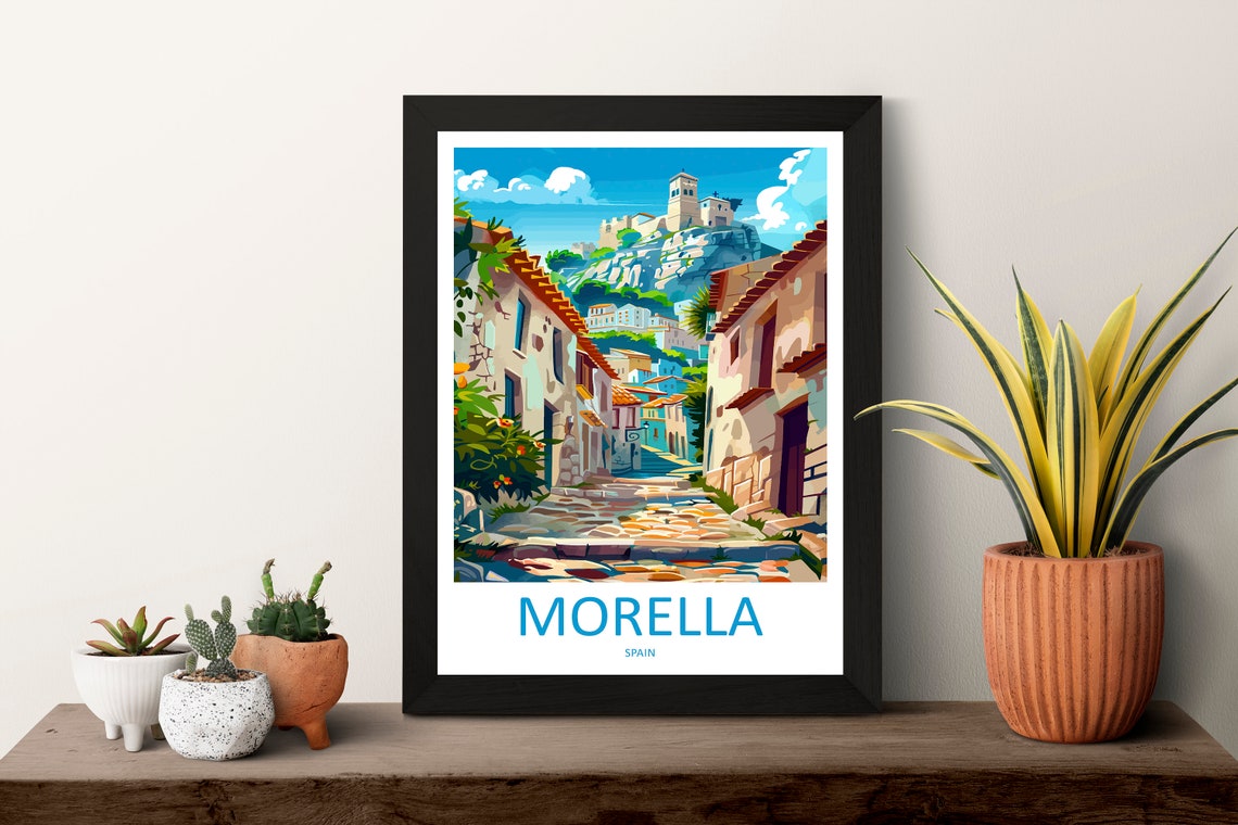 Morella Spain Medieval Hilltop Old Town Cobblestone Street Poster - Image 3