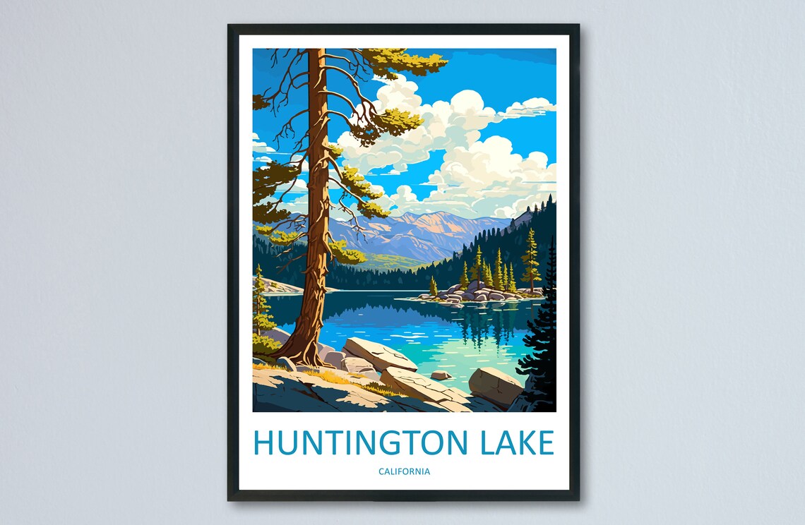 Huntington Lake Travel Print Wall Art Huntington Lake Wall Hanging Home Dcor Huntington Lake Gift Art Lovers California Art Lover Gift