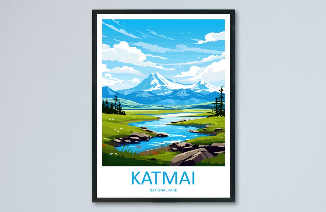 Katmai National Park River Valley Wildflower Meadow Scenic Poster