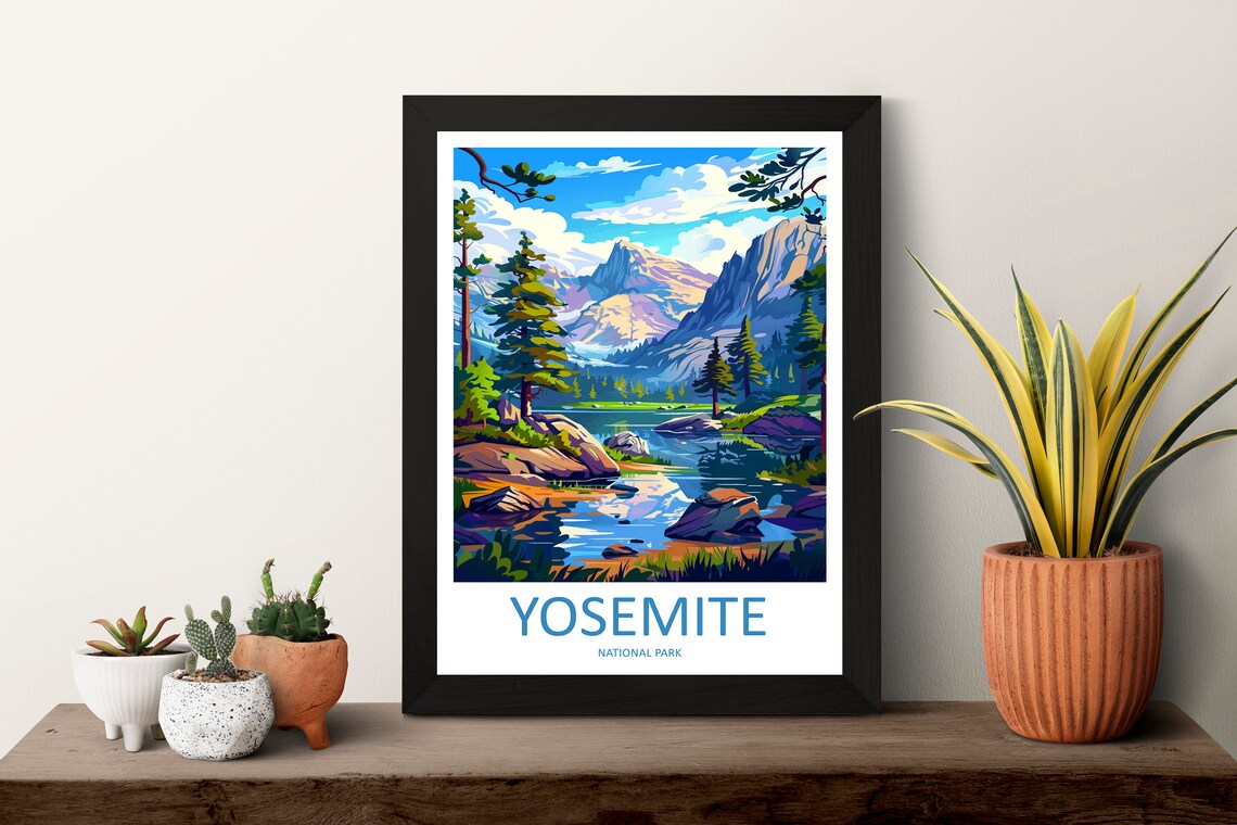 Yosemite National Park Alpine Lake Pines Scenic Travel Poster - Image 3