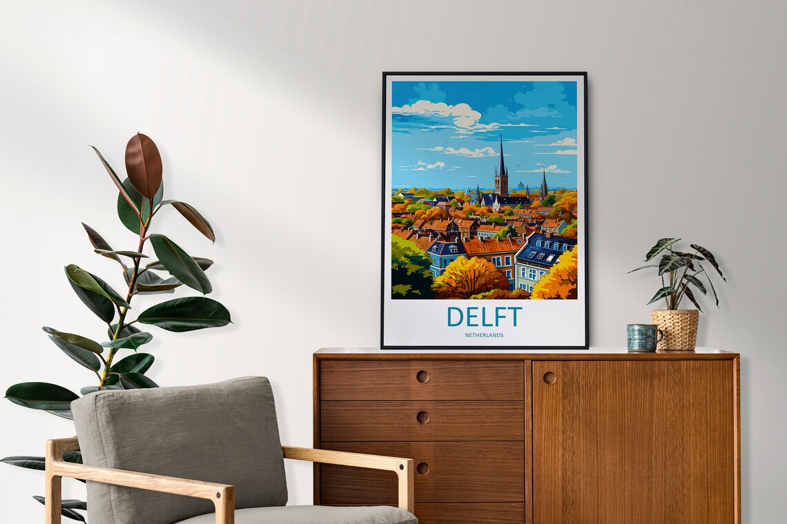 Delft Travel Poster, Netherlands City Art Print - Image 2