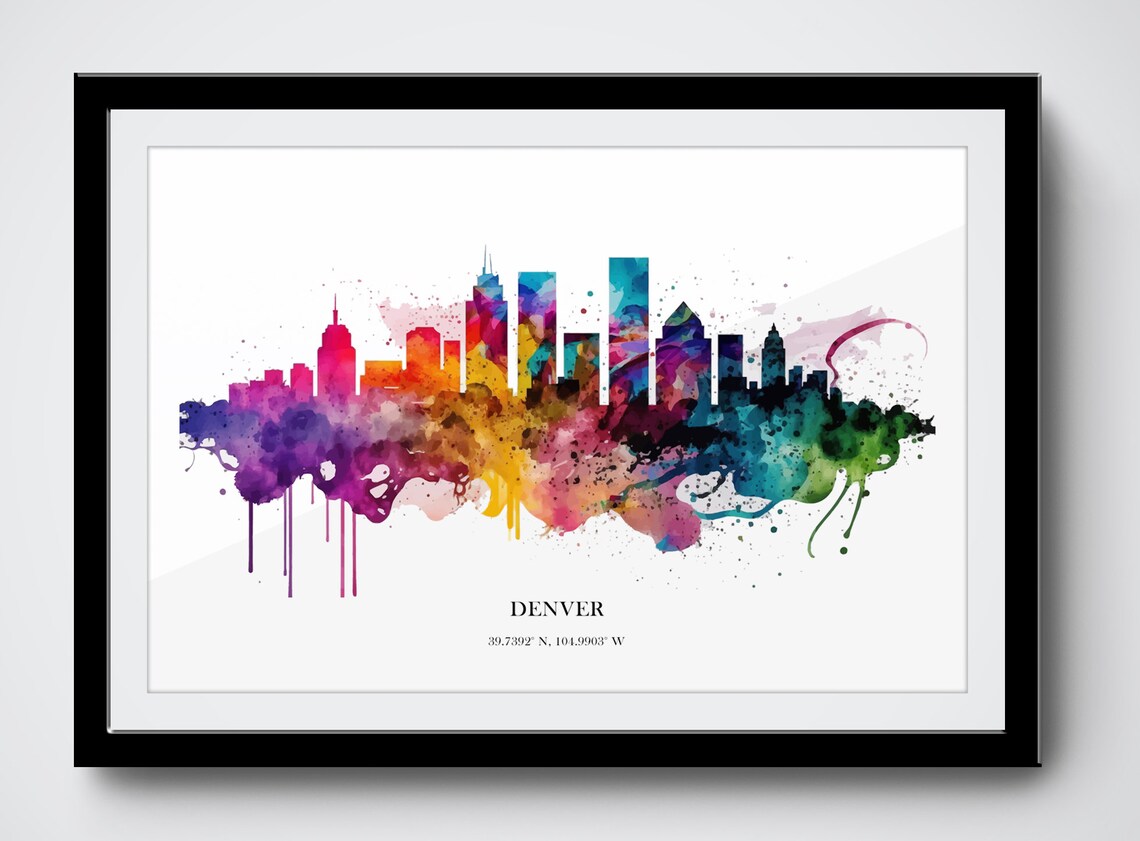 Denver Watercolour Skyline Print, Cityscape Poster - Image 3