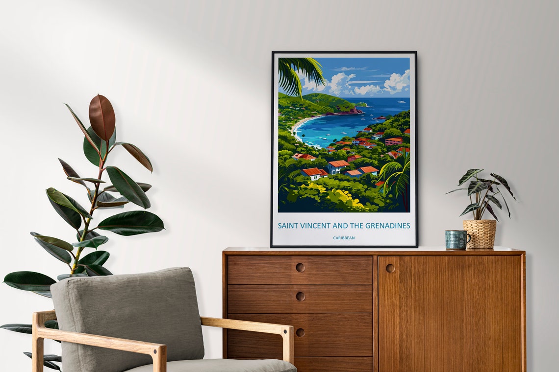Saint Vincent and the Grenadines Lush Caribbean Bay View Poster - Image 2