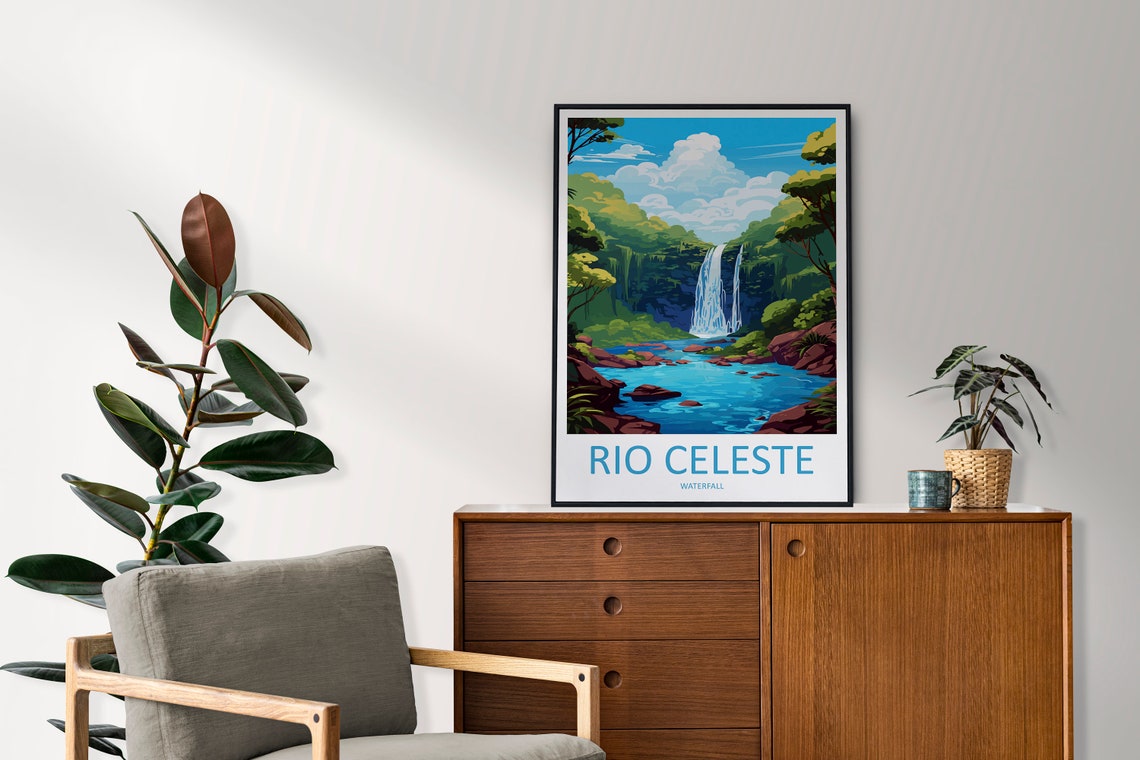 Rio Celeste Waterfall Costa Rica Blue River Jungle Falls Travel Poster - Image 2