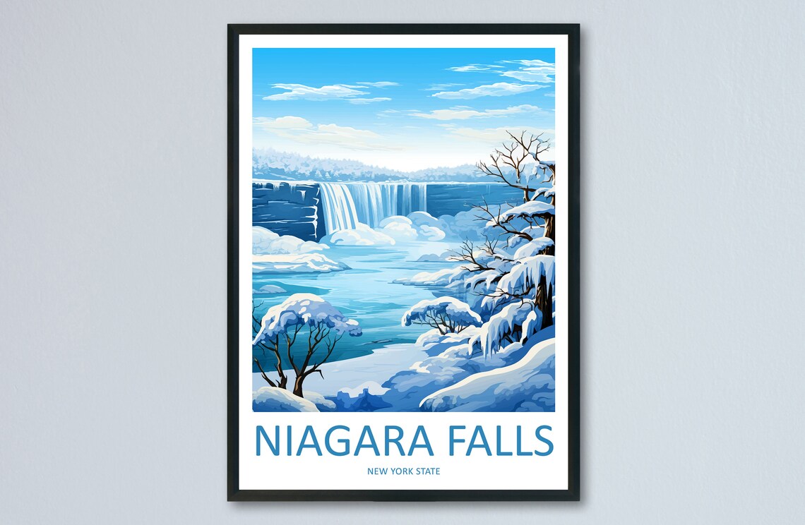 Niagara Falls Winter Snow Wonderland New York State Travel Poster