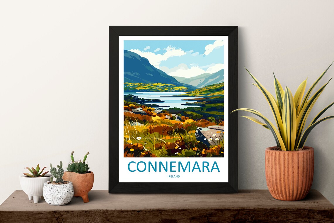 Connemara Ireland Mountain Lake Wildflower Meadow Travel Poster - Image 3