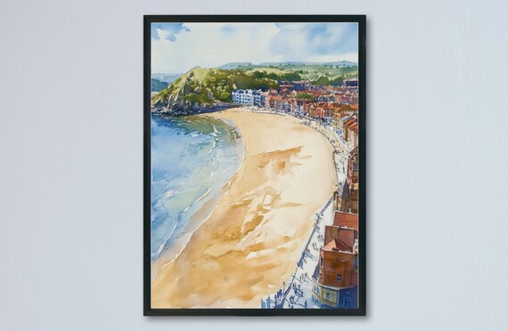 Scarborough Yorkshire Sweeping Sandy Beach and Castle Head Poster