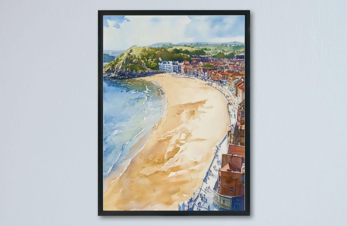 Scarborough Yorkshire Sweeping Sandy Beach and Castle Head Poster