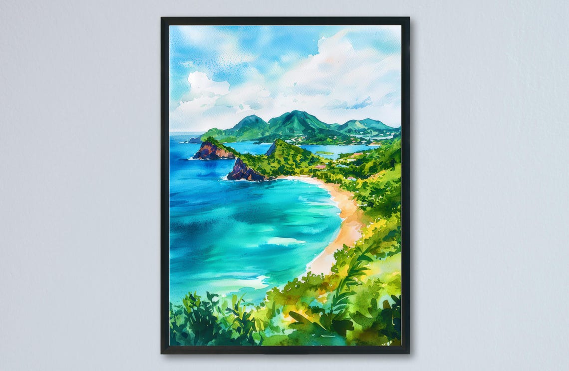 Saint Vincent And The Grenadines Tropical Beach Watercolor Poster