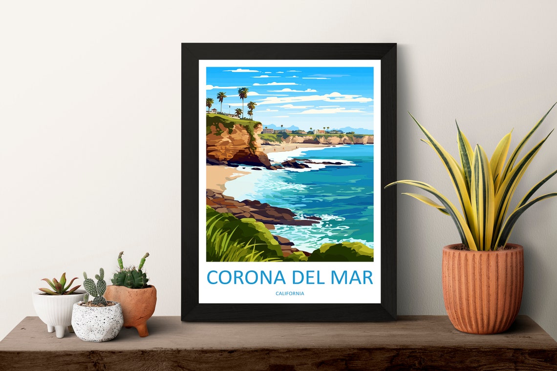 Corona Del Mar California Coast Cliffs Beach Surf Ocean Travel Poster - Image 3