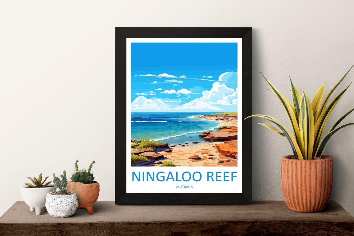Ningaloo Reef Australia Rocky Red Beach Coastline Travel Poster - Image 3