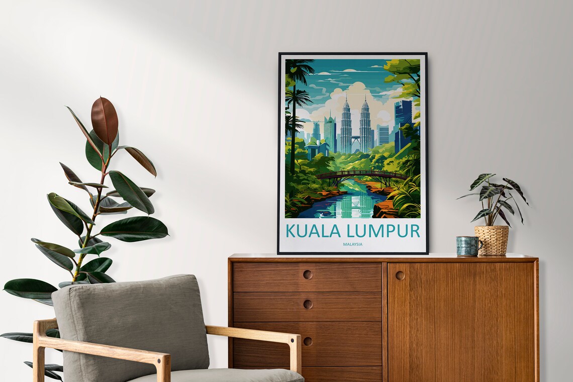 Kuala Lumpur Travel Poster, Malaysia Illustration - Image 2