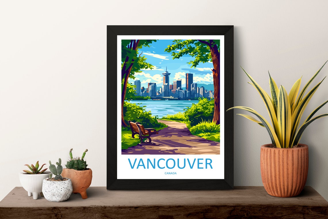 Vancouver Canada Park Bench Skyline Waterfront Travel Poster - Image 3