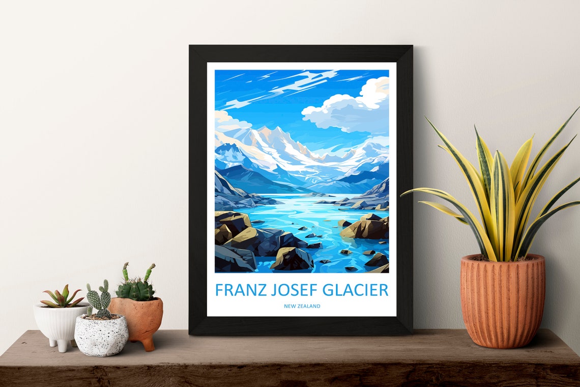 Franz Josef Glacier New Zealand Poster with Sparkling Alpine River - Image 3