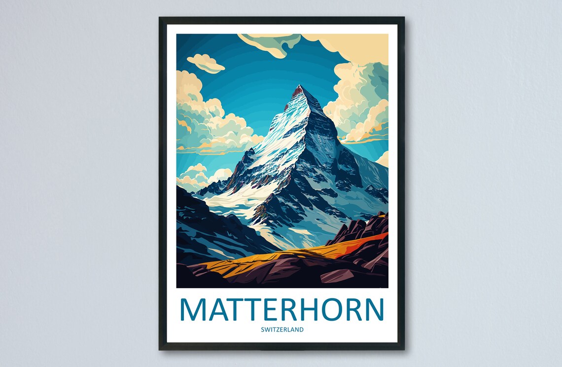 Matterhorn Travel Poster, Switzerland Wall Art
