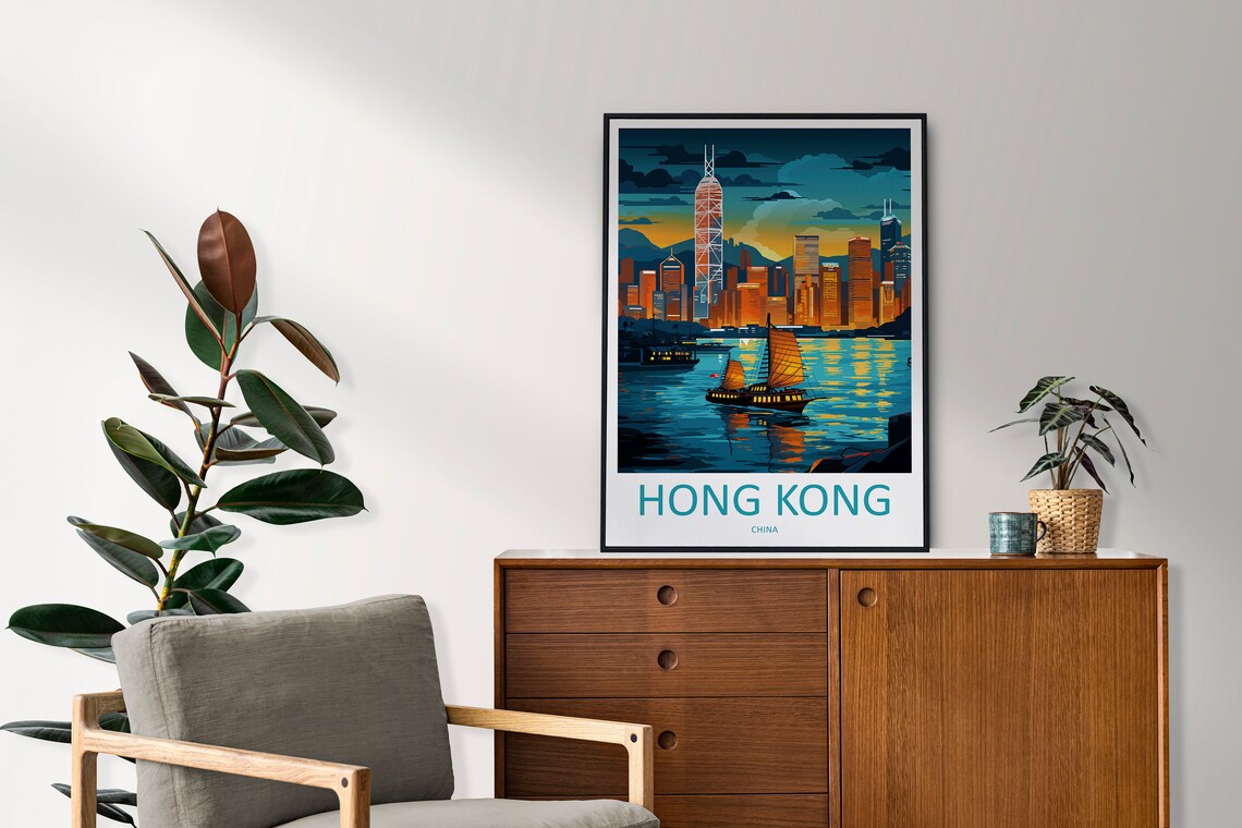 Hong Kong Travel Poster, Asia Wall Decor - Image 2