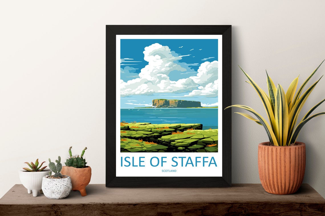 Isle Of Staffa Travel Print Wall Art Isle Of Staffa Wall Hanging Home Dcor Isle Of Staffa Gift Art Lovers Scotland Art Lover Gift Isle - Image 3