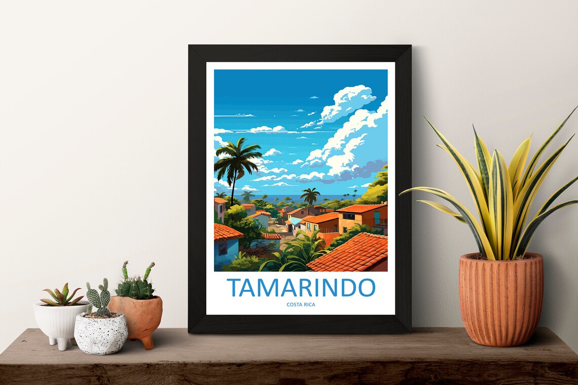 Tamarindo Costa Rica Tropical Beach Town Palm Trees Ocean Travel Poster - Image 3
